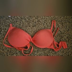 34 C push up coral string bikini top